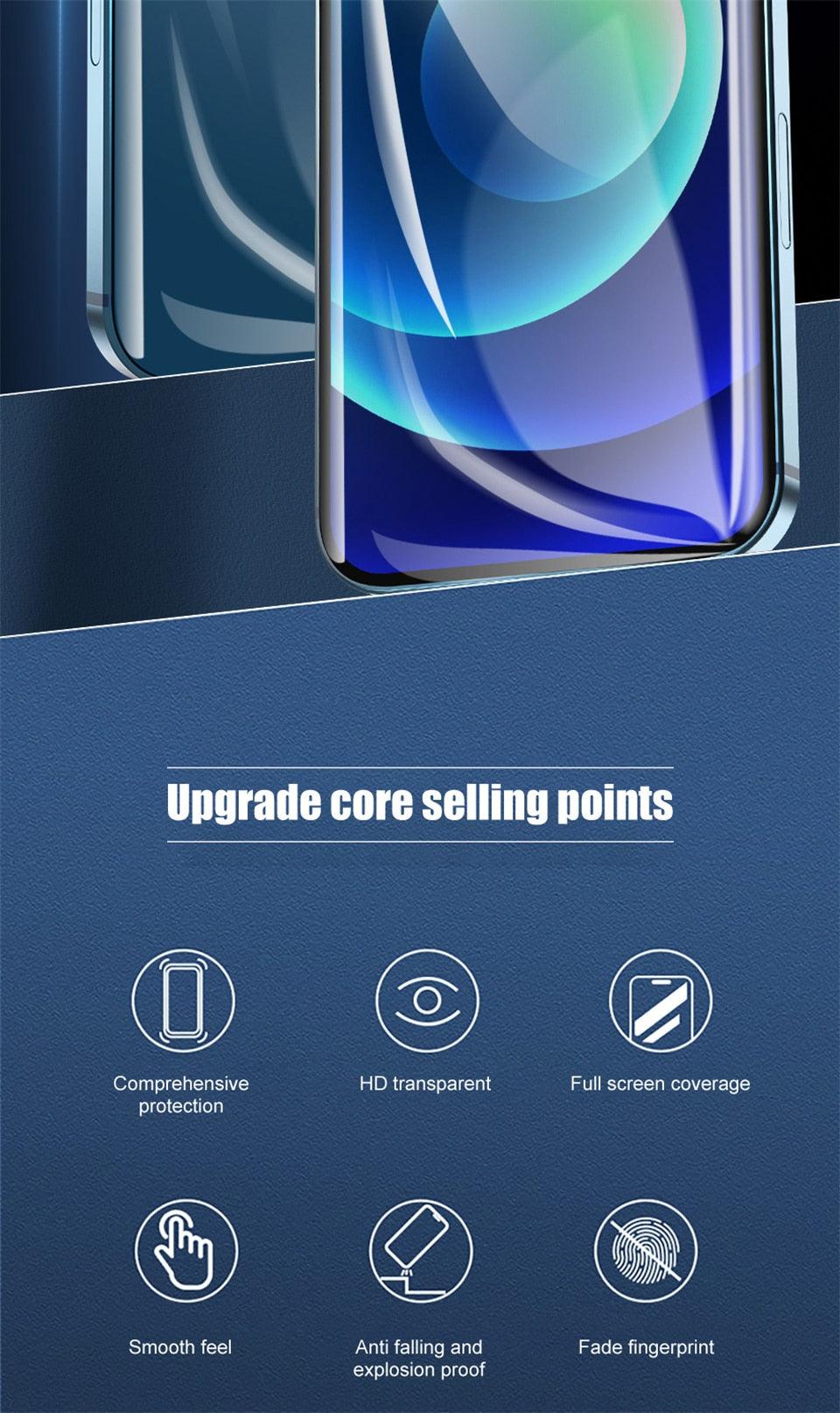 Full Cover Hydrogel Film For iPhone 13 7 8 Plus 6 6s Screen Protector 11 12 13 Pro mini XR X XS Max SE 2020 Back Film Not Glass Full Cover Screen Protector for iPhone Stevvex