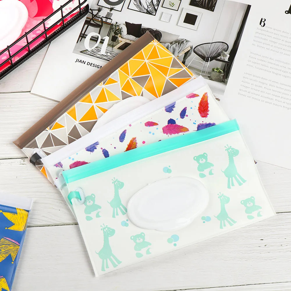 NEW Portable EVA Baby Wet Wipe Holder Case Reusable Refillable Wet Wipe Bag Tissue Box Snap-Strap Cosmetic Pouch Home Storage Lootquake LLC