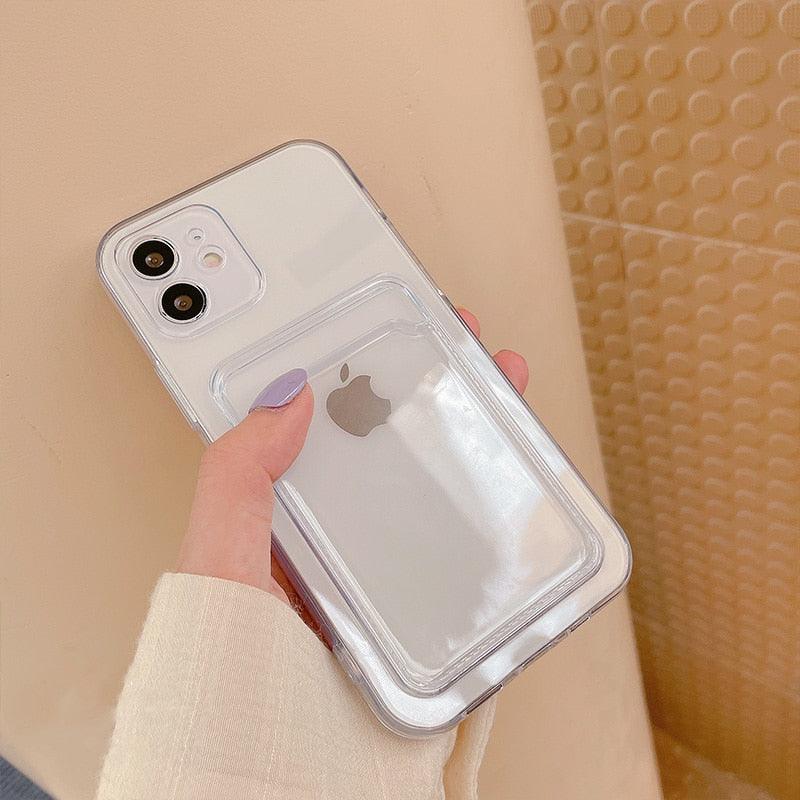 Transparent Mobile Phone Case For iPhone 11 12 13 14Mini case For iphone 11 Pro X XS Max XR 7 8 Plus SE Case Cover Soft Silicone Wallet Card Holder Stevvex