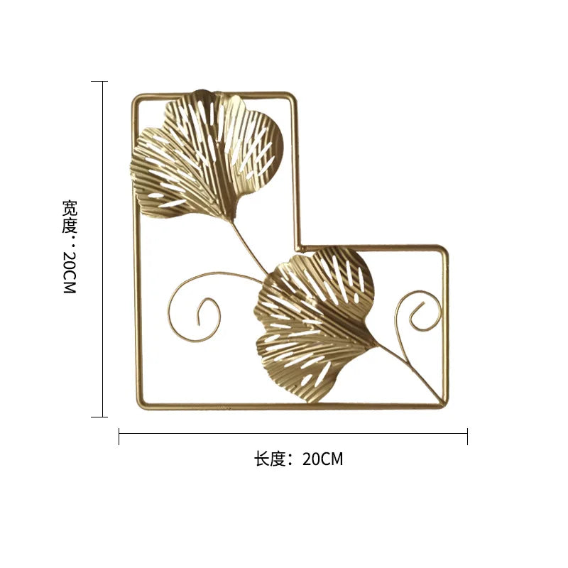 Ginkgo Leaf Metal Wall Decor Pendants Wrought Iron Wall Hanging Ornament Retro Nordic Room Decor Home Decoration Accessories Pi-Mart