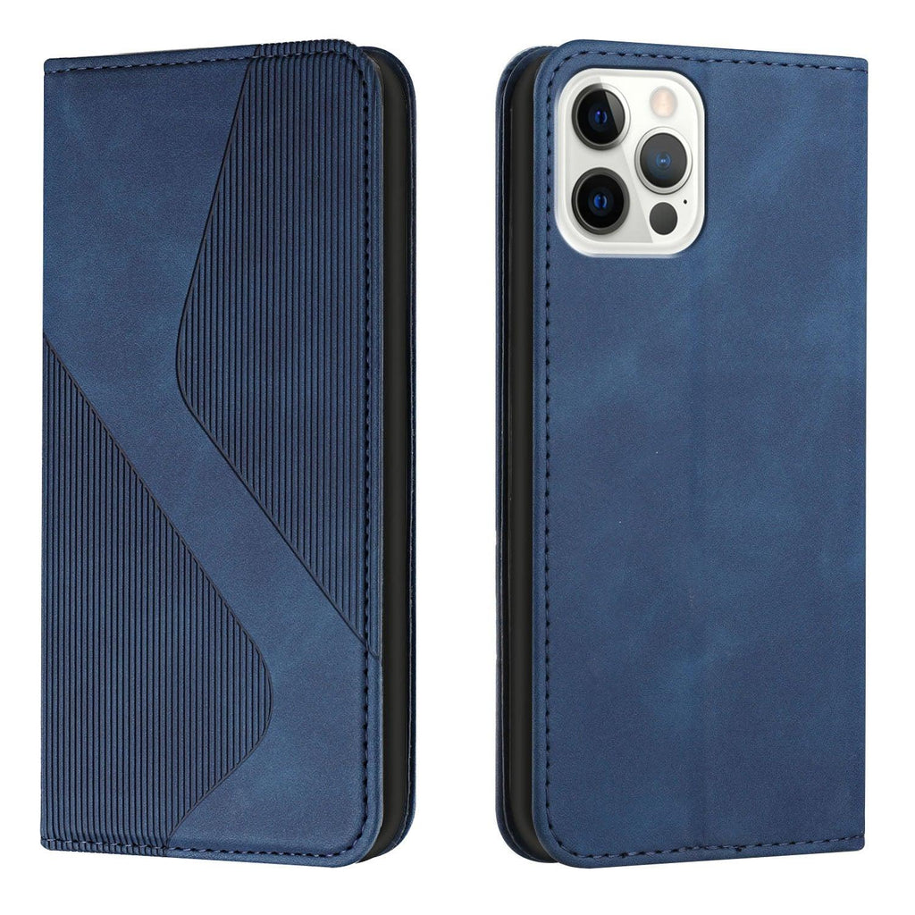 Luxury Blue Flip Wallet Case For iPhone 14 13 12 Mini Plus 11 Pro Magnetic Cards Phone Cover Magnetic PU Leather Phone Case Classic S-shaped Simple Flip Wallet Cover Stevvex