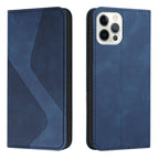 Luxury Blue Flip Wallet Case For iPhone 14 13 12 Mini Plus 11 Pro Magnetic Cards Phone Cover Magnetic PU Leather Phone Case Classic S-shaped Simple Flip Wallet Cover Stevvex