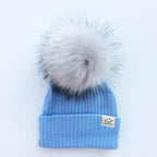 Winter Baby Boy Girl Artificial Pompom Knitted Hat Toddler Kids Caps With Pompon for Newborn