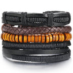 BOHO Tibet Stone Feather Multilayer Leather Bracelet Eye Fish Charms Beads Bracelets For Men Vintage Punk Wrap Wristband Cool Jewelry - SJB-DIAMOND ELITES