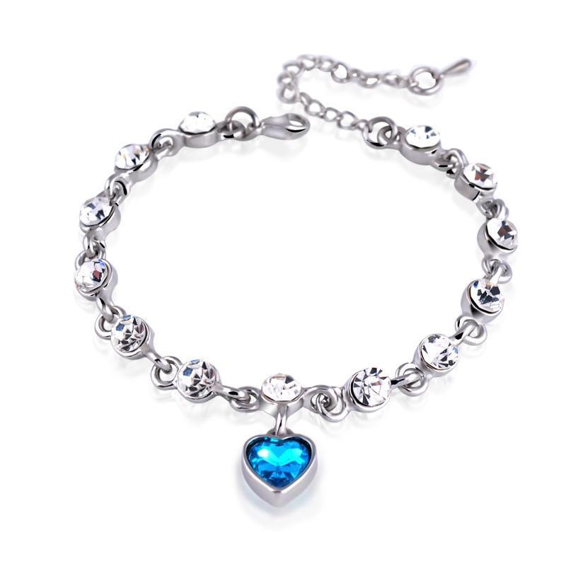 Modern Genuine 925 Sterling Silver Heart Elegant Luxury Bracelets For Women Blue Sapphire Tanzanite Chain Bracelet  Trendy Wedding Gift Fine Jewelry - SJB-DIAMOND ELITES