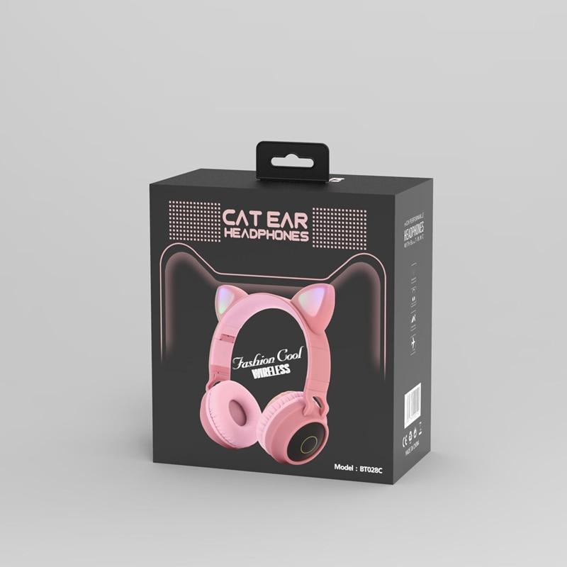 STEVVEX New Luxury Interesting LED Cat Ear Noise Cancelling Headphones Bluetooth 5.0  For Young People and  Kids Headset Support TF Card 3.5mm Plug With Mic - SJB-DIAMOND ELITES