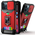 Slide Camera Cover Kickstand Card Wallet Case for iPhone11 X XS 8  Shockproof Protective Phone Case  Wallet Case for iPhone With Sliding Camera Case With Kickstand Magnetic Adjustable Ring Holder Stevvex