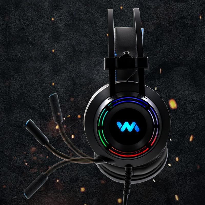 Modern Gaming Headset with Mic LED Light Deep Bass Game Stereo Earphones Headphones for PC PS4 (Black) - SJB-DIAMOND ELITES