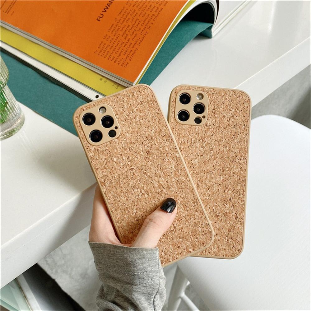 Simple Wood Compress Sawdust Phone Case For iPhone 14 13 Pro Max 12 11 X XR XS 6 7 8 Plus Solid Shockproof Breathable Cover Ultra Thin Full Body Dustproof Anti Fingerprint Scratch-Resistant Case iPhone Stevvex