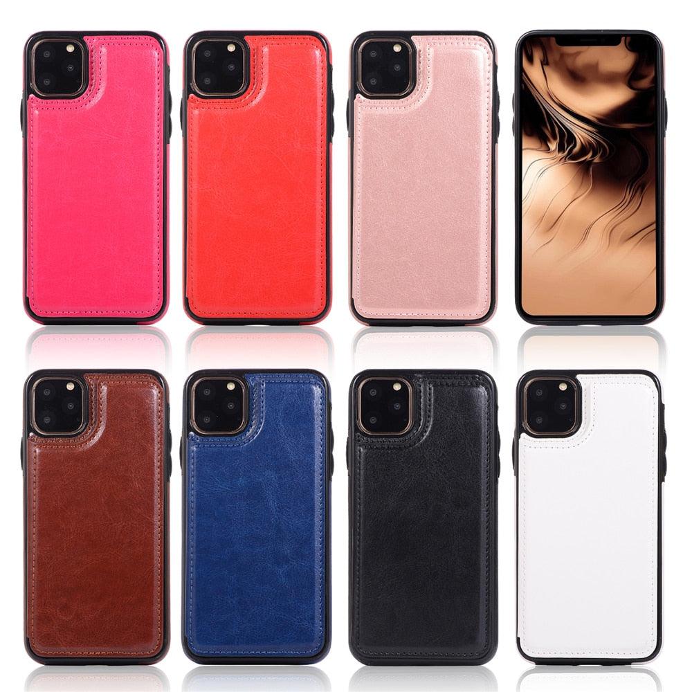 Luxury Leather Cover For iPhone 14 12 13 Mini 11 Pro XR XS Max 6 6s 7 8 Plus 5 5s Wallet Phone Card Slot Flip PU Leather Kickstand Card Slots Case Double Magnetic Clasp Durable Shockproof Cover For iPhone Stevvex