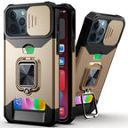 Slide Camera Cover Kickstand Card Wallet Case for iPhone11 X XS 8  Shockproof Protective Phone Case  Wallet Case for iPhone With Sliding Camera Case With Kickstand Magnetic Adjustable Ring Holder Stevvex