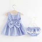 Modern Luxury Baby Girl Summer Party Clothing Cherry Dot Princess Dresses Bow Hat Outfits For Girls