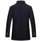 Woolen Coat Men Winter Windbreaker Long Thick Wool Jackets abrigo hombre Man Stand Collar Single Breasted With Vest Woolen Coats