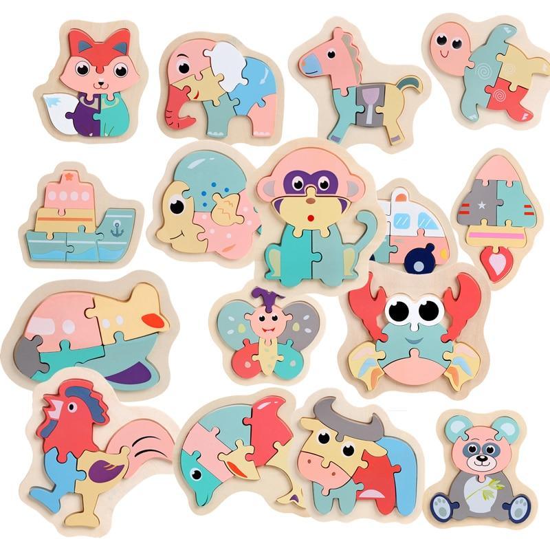 Wooden Children Colorful Animal Stevvex Puzzle for Toddler Creative Puzzle Early Educational Toys for Boys and Girls 2-4 - SJB-DIAMOND ELITES