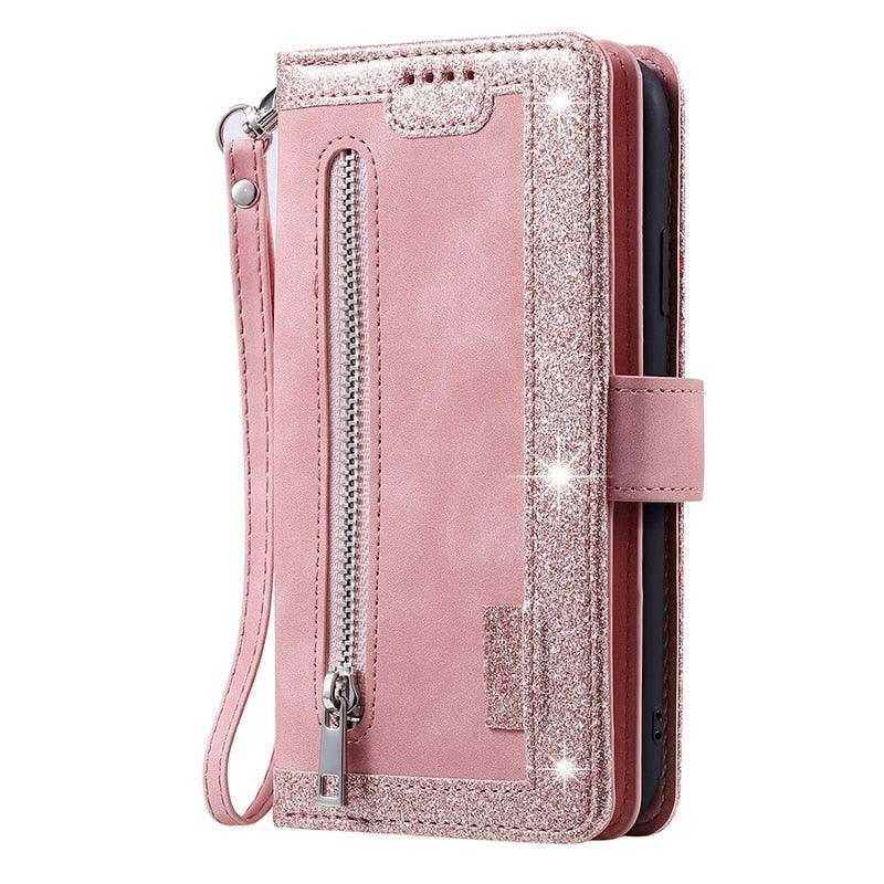 Business Blue New Cards Flip Leather Case For iPhone 14 13 12 11 Pro Max 10 X 6 6s 7 8 Plus XR XS Max Multifunctional Wallet Phone Case  Multi-Card Wallet Leather iphone Case Stevvex