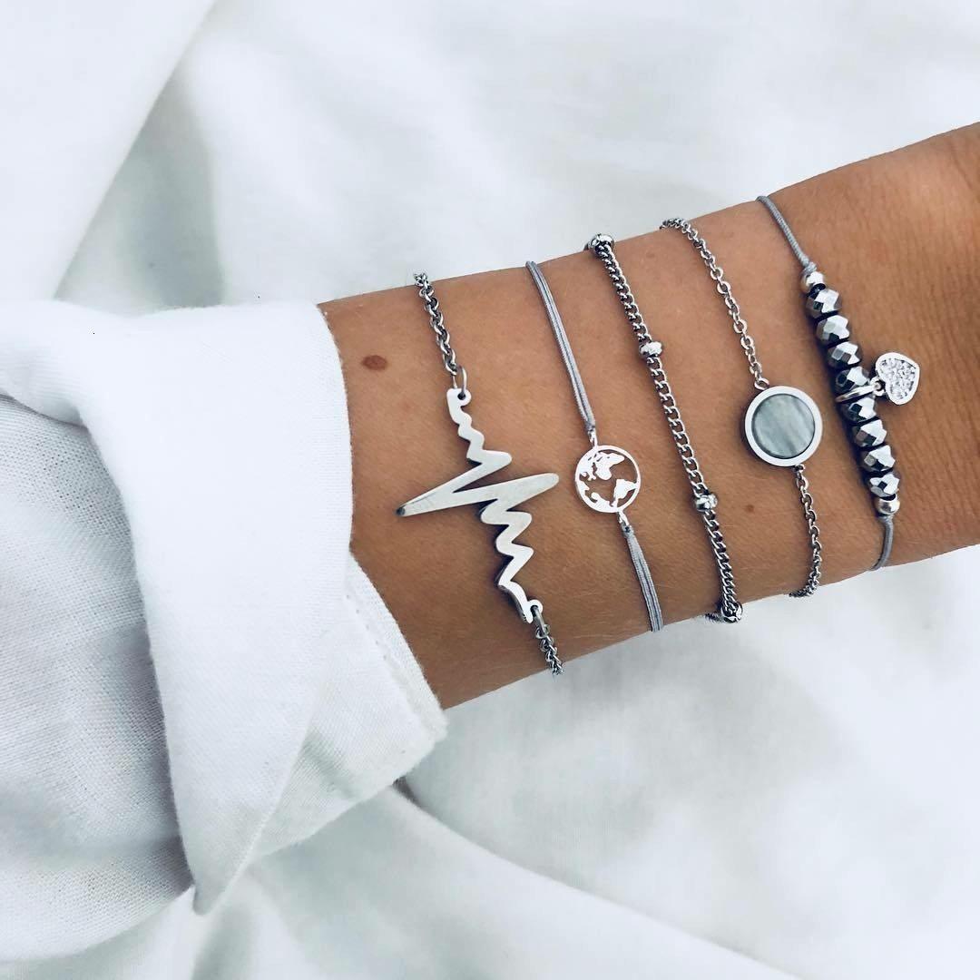 Boho Rose Map Bracelets & Bangles for Women Bohemian Round  Charm Bracelet Set Fashion Multilayer Accessories Luxury Jewelry - SJB-DIAMOND ELITES