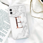 White A-Z Marble Texture Phone Cover For Iphone 12 Mini Soft Silicone Back Case Solid Name Phone Case Luxury Screen Camera Protection Shockproof Soft Cover Stevvex