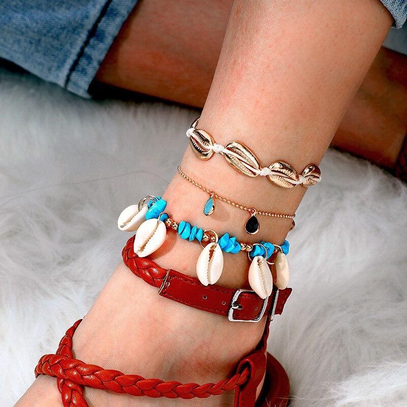Luxury Leg Brecelet Gold Color Tassel Beads Anklet Bracelet for Leg for Women Set - SJB-DIAMOND ELITES
