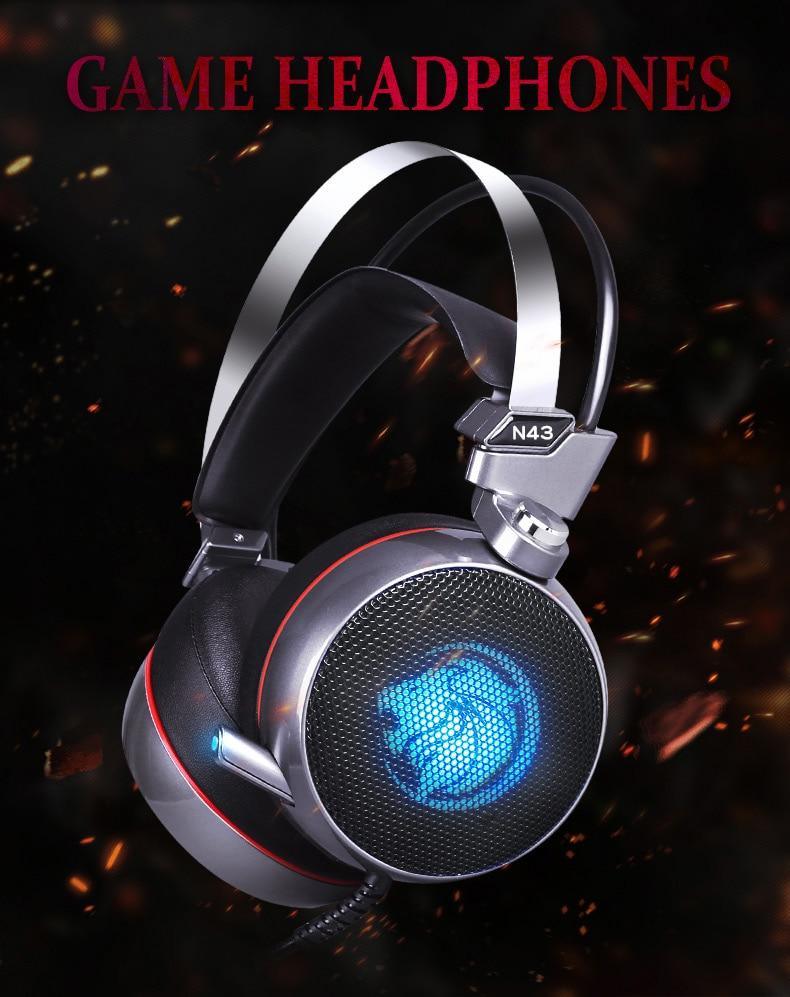 STEVVEX N43 Stereo Gaming Headset 7.1 Virtual Surround Bass Gaming Earphone Headphone with Mic LED Light for Computer PC Gamer (N43) - SJB-DIAMOND ELITES