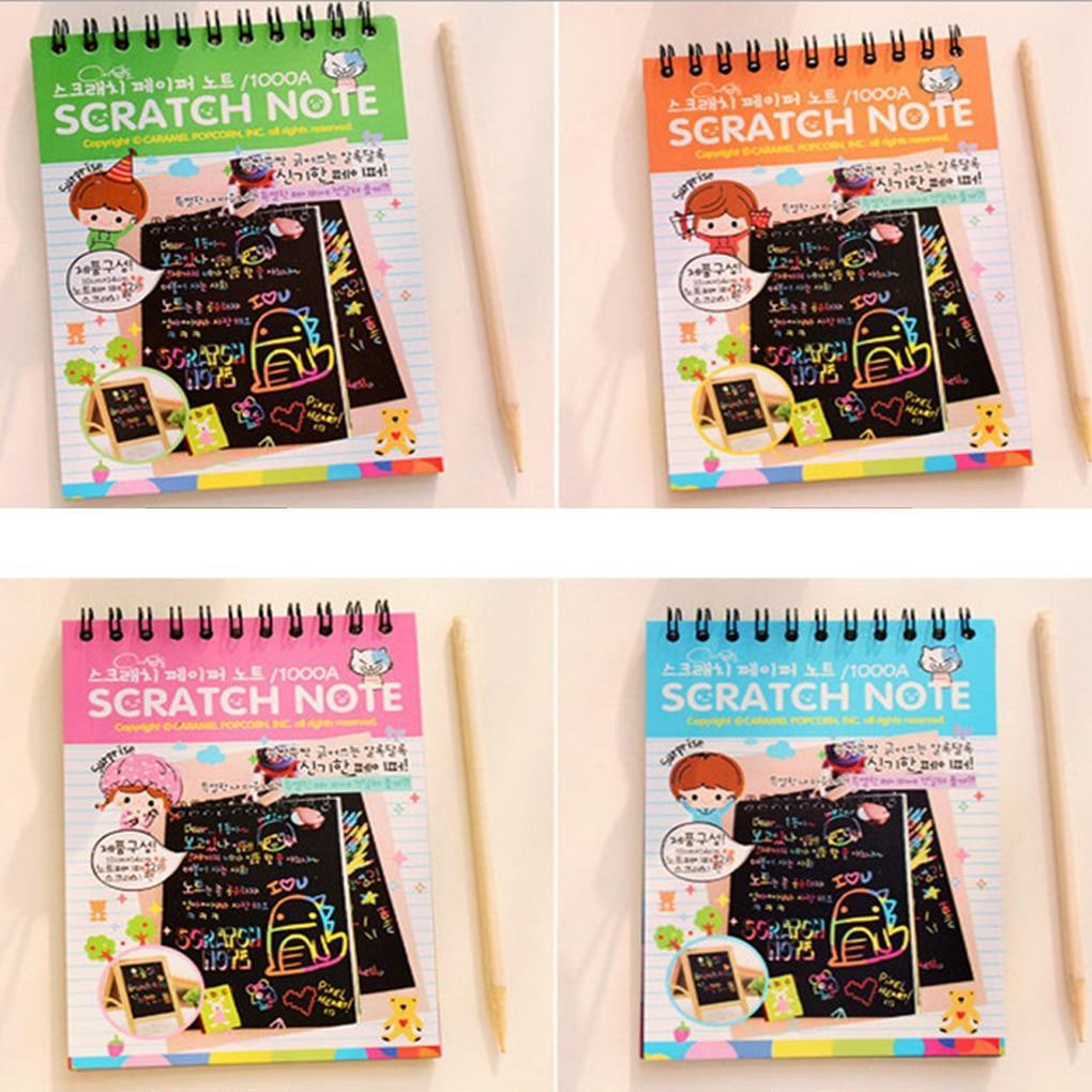 Magic Book Colorful Dazzle Scratch Note Sketchbook Paper Graffiti Coils Drawing Book Children Education Book - SJB-DIAMOND ELITES