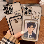 Ultra-light Transparent Photo Card Pocket Wallet Case For iPhone 13 11 12 14 Pro Max XS XR X 8 7 6S Plus Plating Cute Bear Rabbit Soft Phone Cover Cute Case with Card Holder Soft Cover Stevvex