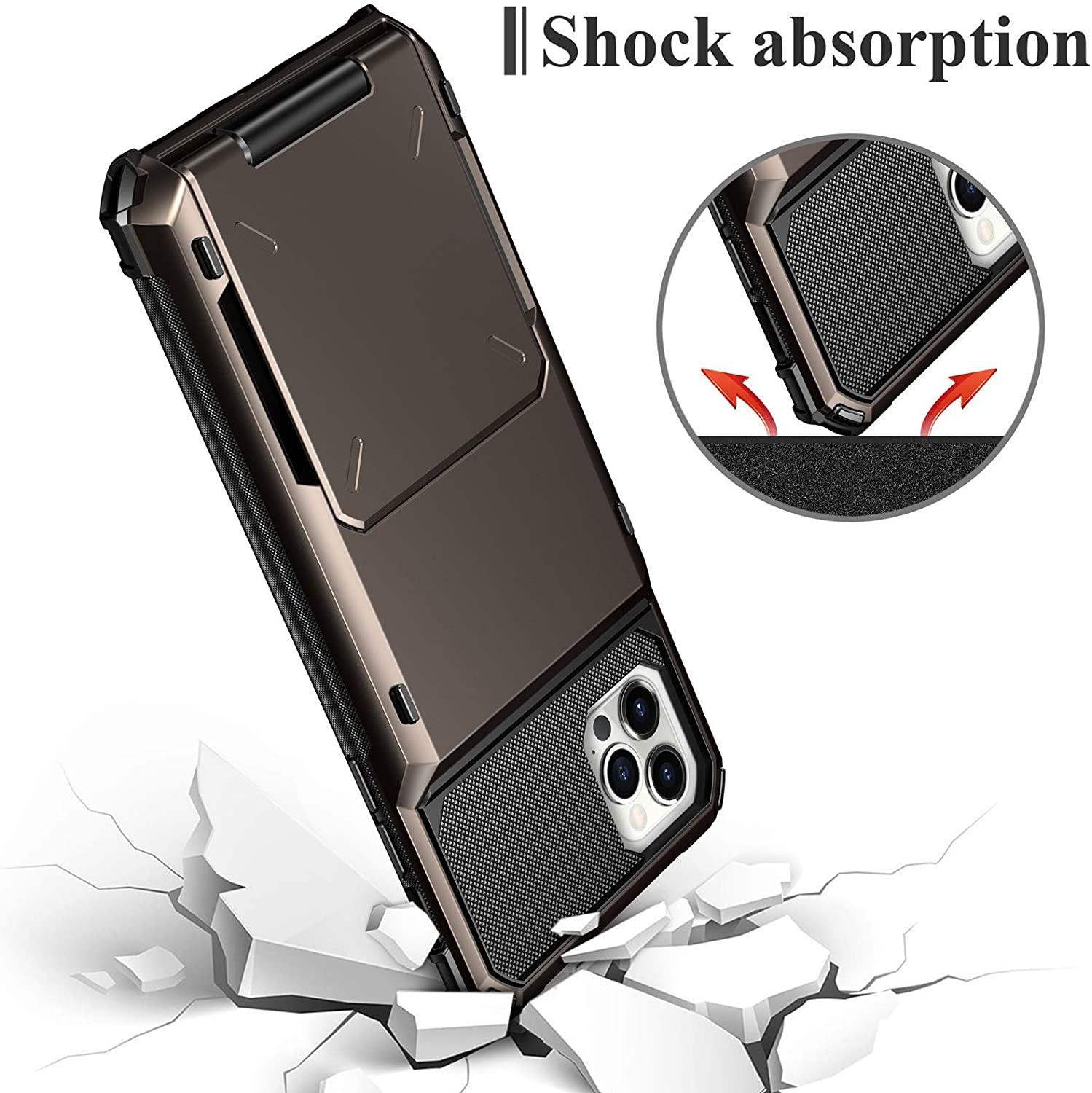 Blue Men Card Holder Hidden Pocket Phone Case Dual Layer Bumper Armor Protective Cover For iPhone 14 13 Pro Max 13 Mini 13 Pro Card Slots Wallet Case Cover Slide Armor Wallet Card Slots Holder for iPhone 13 Stevvex