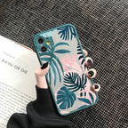 Green Leaves Plant Flower Phone Case for iphone 11 12 13 14 Pro Max Hard Back Shockproof Cover Floral Tropical Design with Slim Glossy Green Palm Leaves Pattern Case Stevvex