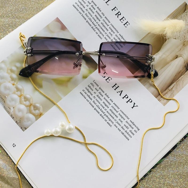 Fashion Rimless  Women Trendy Small Rectangle Sunglasses With High Quality metal frame And UV400 Protection - SJB-DIAMOND ELITES