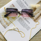 Fashion Rimless  Women Trendy Small Rectangle Sunglasses With High Quality metal frame And UV400 Protection - SJB-DIAMOND ELITES