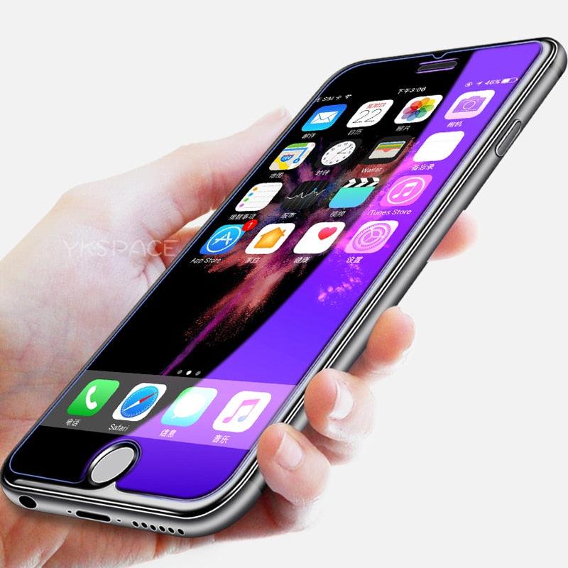 2Pcs Anti Blue Ray 9H Tempered Glass for iPhone X XS MAX XR 11 12 13 mini 14 Pro Max 6 6S 7 8 Plus SE 2020 Screen Protector Film Anti Blue Light Tempered Glass Screen Protector for iPhone Stevvex