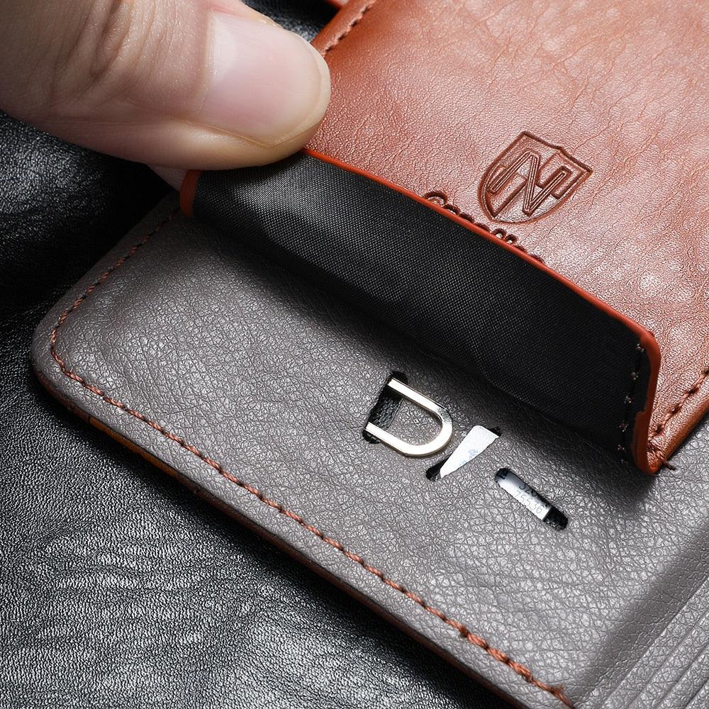 Luxury Leather Case For iPhone 13 11 12 14 Pro Max Mini Wallet Pocket Flip Case Cover Vintage Luxury Genuine Leather Fashion Business Classic Flip Case For Men Stevvex