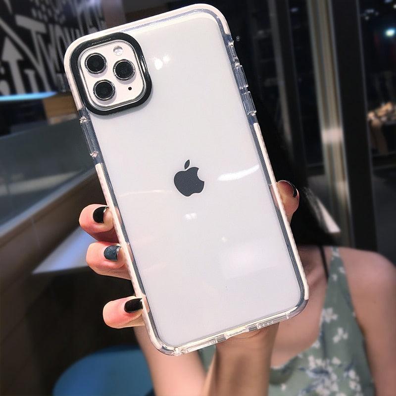 Fluorescent Color Shockproof Phone Case For iPhone 13 Pro Max 12 Mini 11 Transparent Soft Silicone Cover Transparent Case Glow In Dark Phone Case Luxury Square Case Cover For iPhone Stevvex