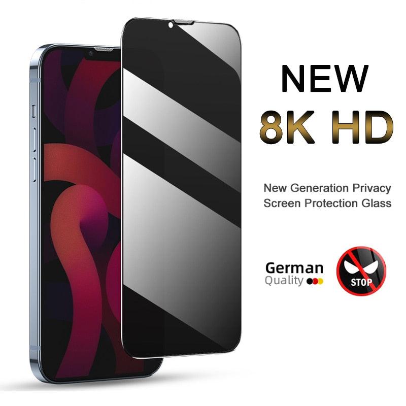 8K Privacy Protective Glass For iPhone 11 12 13 14 Pro Max XR Anti Spy Tempered Glass For iPhone 14 13 12 Screen Protector Film Edge to Edge Case Friendly Screen Protection Film Stevvex
