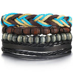 BOHO Tibet Stone Feather Multilayer Leather Bracelet Eye Fish Charms Beads Bracelets For Men Vintage Punk Wrap Wristband Cool Jewelry - SJB-DIAMOND ELITES