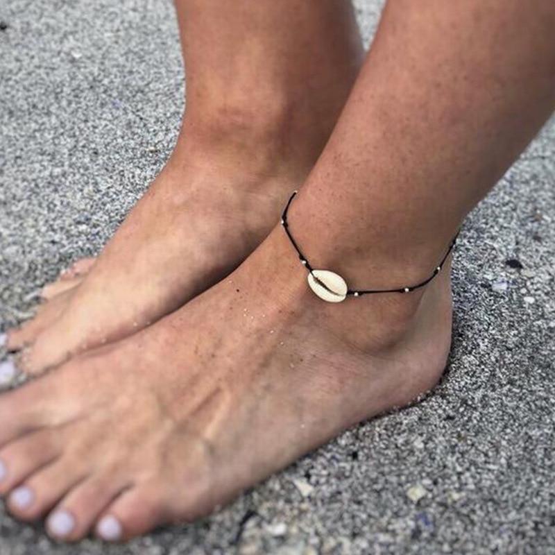 Gold Metal Shell Coconut Tree Female Anklets Barefoot Sandals Foot Summer Double Layers  Foot  Bracelets Leg Jewelry - SJB-DIAMOND ELITES