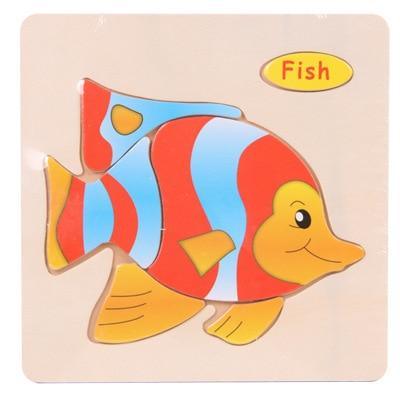 Baby Toys Wooden 3D Puzzle Cartoon Animal Intelligence Kids Educational Brain Teaser Children Tangram Shapes Learning - SJB-DIAMOND ELITES