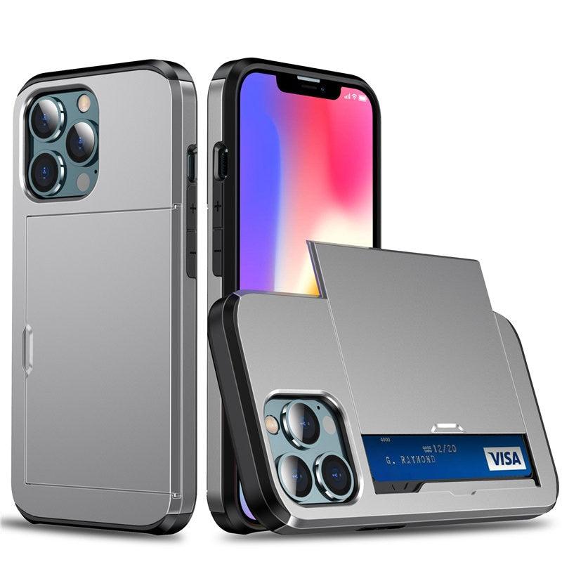 Men Luxury Wallet Card Holder Slot Phone Case For iPhone 13 Pro 12 Pro Max Business Phone Card Holder Bumper Cover Storage Case Compatible With iPhone Stevvex