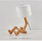 New Modern Luxury and Retro STEVVEX Wood Robot Shape Folding Table Lamp Creative European Fashion Bedroom Study Bedroom Bedside Linen Lamp Shade Table Lamp - SJB-DIAMOND ELITES