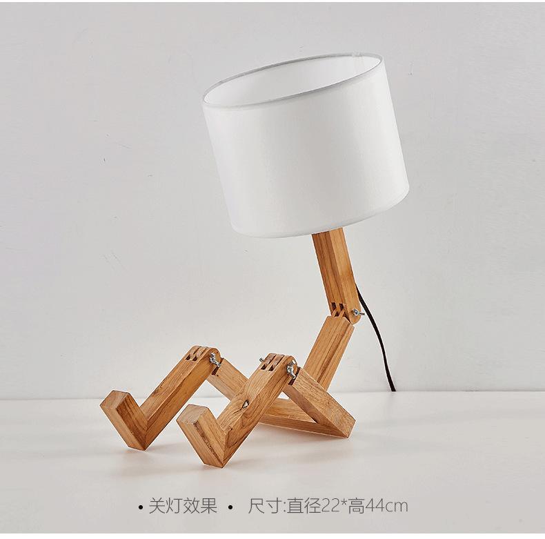 New Modern Luxury and Retro STEVVEX Wood Robot Shape Folding Table Lamp Creative European Fashion Bedroom Study Bedroom Bedside Linen Lamp Shade Table Lamp - SJB-DIAMOND ELITES