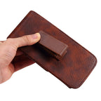 Universal Leather Case for iPhone Mens PU Leather Vertical Case with Belt Clip for iPhone Waist Pack Belt Clip Bag for 3.5-6.3" Mobile Phone Pouch Phone Cover Stevvex