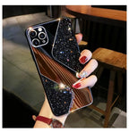 Women Luxurious Glitter Makeup Mirror Phone Case For iPhone 12 11 Pro MAX X XS XR 8 7 Plus Luxury Silicone Shockproof Cover Fixed Non Moving Sparkling Shining Glitter Stars Soft Silicone Case Stevvex
