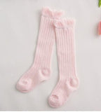 Non-slip Cotton Princess Knee High Long Skin-friendly Socks With Bow Mesh Newborn For Baby Girls Stevvex