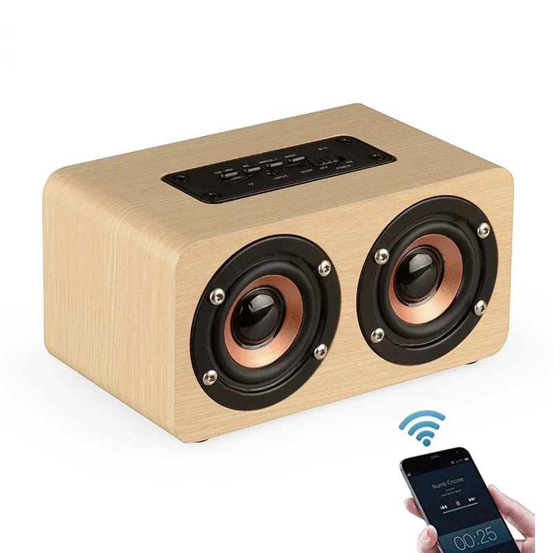 6W Wooden Bluetooth Speaker Portable Stereo HiFi Speakers TF Play Hand Free Call AUX Input Super Bass Loudspeaker Dual Subwoofer Lootquake LLC