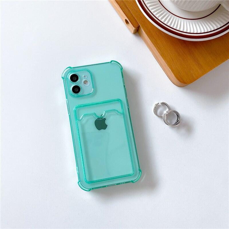 Transparent Wallet Case For iPhone 14 13 12 Pro Max Mini  Shockproof Cover with Card Slots Pockets Slim Fit Thin Protective Soft Shock-Absorbing Lightweight Wallet Case Stevvex