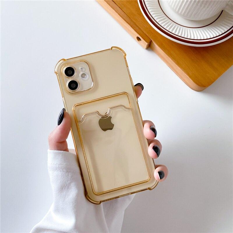 Transparent Wallet Case For iPhone 14 13 12 Pro Max Mini  Shockproof Cover with Card Slots Pockets Slim Fit Thin Protective Soft Shock-Absorbing Lightweight Wallet Case Stevvex