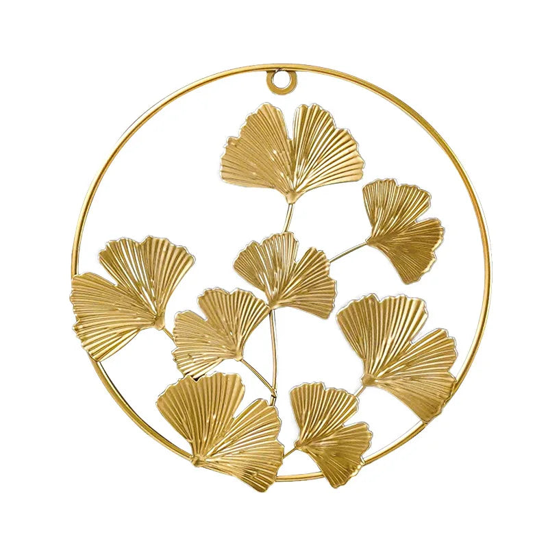 Ginkgo Leaf Metal Wall Decor Pendants Wrought Iron Wall Hanging Ornament Retro Nordic Room Decor Home Decoration Accessories Pi-Mart