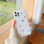 New Transparent Love Heart Phone Case For iPhone 11 12 Pro Max Shockproof Silicone Back Cover Cute Heart Pattern For Women Girls Clear Soft Flexible Durable Slim Hard Back Cases Stevvex