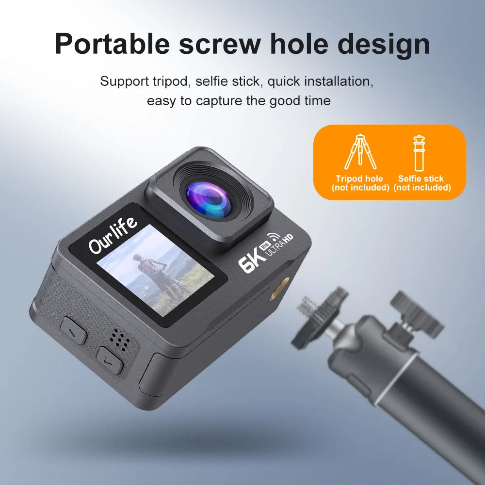 Professional Ourlife 6K 30fps 1080P 120fps sports action camera with EIS and waterproof 30 meters Lootquake LLC