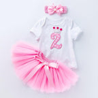 2 Year Girl Baby Birthday Dress For Birthday Girl Party - 3 Piece Infant Clothing Luxury Set For Birthdays For Girls