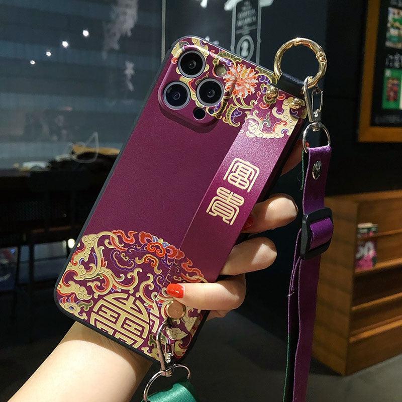 Ultra Luxury Case Cute Flower Design with Ring Kickstand Soft Crossbody Phone Cover for iPhone 13 14 Pro Max Case Fashion Crossbody Shoulder Strap Flower Leaf Phone Holder Cover for iPhone 12 11 X XR XS 7 8 Plus Stevvex